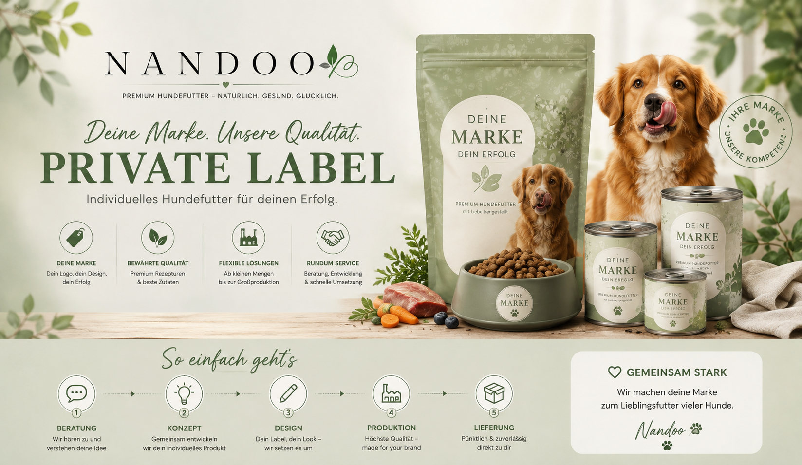 NANDOO Private Label, individuelles Hundefutter für Ihre eigene Marke